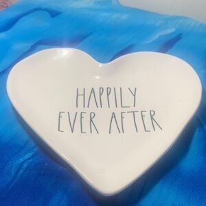 Rae Dunn White Heart Trinket Dish with Gold Rim